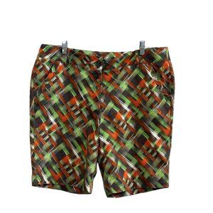 Men's Calloway Green/Orange Plaid Golf Shorts Opti-Dri. See Measurements
